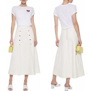 SALONI Multicolor Snap Button Detail Midi Skirt size 2